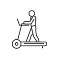 Fitness treadmill concept vector thin line icon