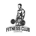 Fitness vector logo design template,design for gym and fitness vector. Fitness club logo with exercising athletic man, vector Royalty Free Stock Photo