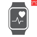 Fitness watch glyph icon