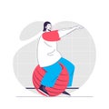 Fitness web concept. Woman exercising on ball, doing pilates Royalty Free Stock Photo