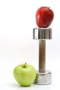 Fitness weight with 2 apples