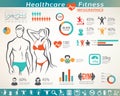 Fitness and wellness infographcs, active people icons