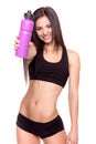 Fitness woman with bottle of water - Stock Image