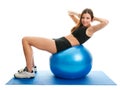 Fitness woman doing crunches on gym mat Royalty Free Stock Photo