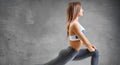 Fitness woman doing lunge exercise. Royalty Free Stock Photo