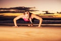 Fitness woman doing push ups Royalty Free Stock Photo