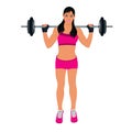 Fitness woman doing squats with weight, vector illustration Royalty Free Stock Photo