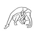 Fitness woman doing yoga with instructor vector illustration sketch doodle hand drawn with black lines isolated on white Royalty Free Stock Photo