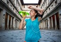 Fitness woman is drinking water while outdoors training Royalty Free Stock Photo