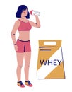 Fitness woman drinking whey cocktail sports nutrition