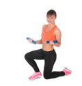 Fitness woman exercising with dumpbells Royalty Free Stock Photo