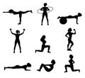 Fitness For Woman Flat Icons Set