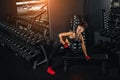 Fitness woman in the gym. Sport workout exercises with dumbbels. Royalty Free Stock Photo