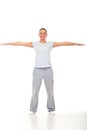 Fitness woman with hands well stretched Royalty Free Stock Photo