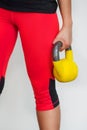 Fitness woman holding weights (dumbbell)