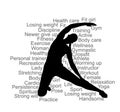 Fitness woman instructor exercise on training in gym vector silhouette. Losing weight, bodybuilder. Personal trainer workout. Royalty Free Stock Photo