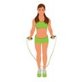 Fitness woman with a jump rope, vector illustration Royalty Free Stock Photo