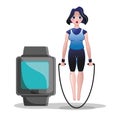 Fitness woman jump rope watch sport Royalty Free Stock Photo