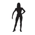 Fitness woman posing, isolated vector silhouette, front view Royalty Free Stock Photo