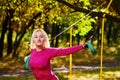 Fitness woman Resistance training in park Royalty Free Stock Photo