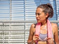 Fitness woman resting after workout