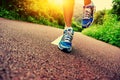 Fitness woman runner running on trail Royalty Free Stock Photo