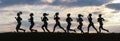 Fitness woman running on sunrise, Running silhouettes, Female runner silhouette