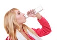 Fitness woman sport girl with towel drinking water Royalty Free Stock Photo