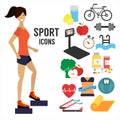 Fitness woman, sport infographic icons