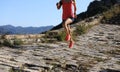 Fitness woman trail runner running on top of mountain Royalty Free Stock Photo