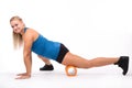 Fitness woman training isolated on white background Royalty Free Stock Photo