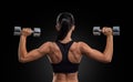 Fitness woman in training muscles of the back with dumbbells Royalty Free Stock Photo