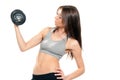 Fitness woman working out dumbbells in gym Royalty Free Stock Photo