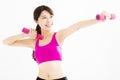 Fitness woman working out with dumbbells Royalty Free Stock Photo