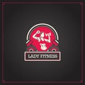 Fitness women logo or badge vintage design