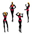 Fitness women logo or infographic silhouettes Royalty Free Stock Photo