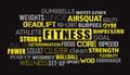 Fitness word cloud concept text is outline Royalty Free Stock Photo