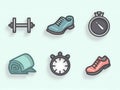 Fitness and Workout Icons Set Royalty Free Stock Photo