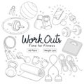 Fitness workouts hand drawn style. Royalty Free Stock Photo