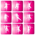 Fitness Yoga Dance Silhouette Icons