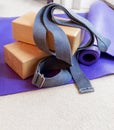 Fitness yoga pilates equipment props on carpet