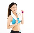 Fitness young woman working out with dumbbells Royalty Free Stock Photo
