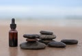 Fitotherapy, bottle on the sand. Royalty Free Stock Photo