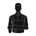 Fitter mechanic.Professions single icon in black style vector symbol stock illustration web.