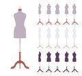 Fitting dress form mannequin body torso on wooden tripod base stand Royalty Free Stock Photo
