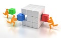 Fitting missing pieces of a puzzle cube Royalty Free Stock Photo