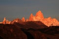 Fitz Roy and Cerro Torre mountainline at sunrise, Patagonia, Argentina Royalty Free Stock Photo