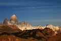 Fitz Roy and Cerro Torre mountainline at sunrise, Patagonia, Argentina Royalty Free Stock Photo