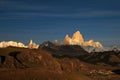 Fitz Roy and Cerro Torre mountainline at sunrise, Patagonia, Argentina Royalty Free Stock Photo