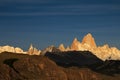 Fitz Roy and Cerro Torre mountainline at sunrise, Patagonia, Argentina Royalty Free Stock Photo